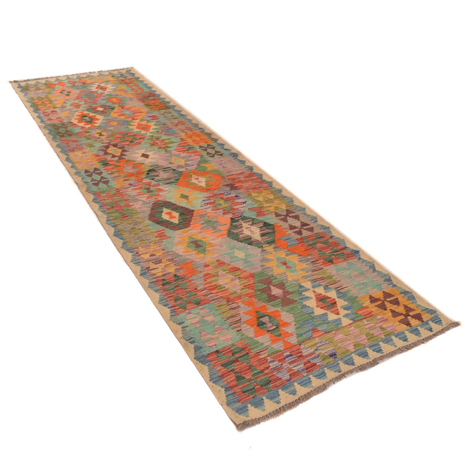 Handmade Multi Kilim Geometric 10' Runner