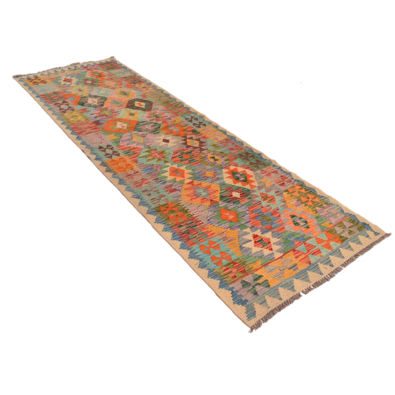 Handmade Multi Kilim Geometric 10' Runner