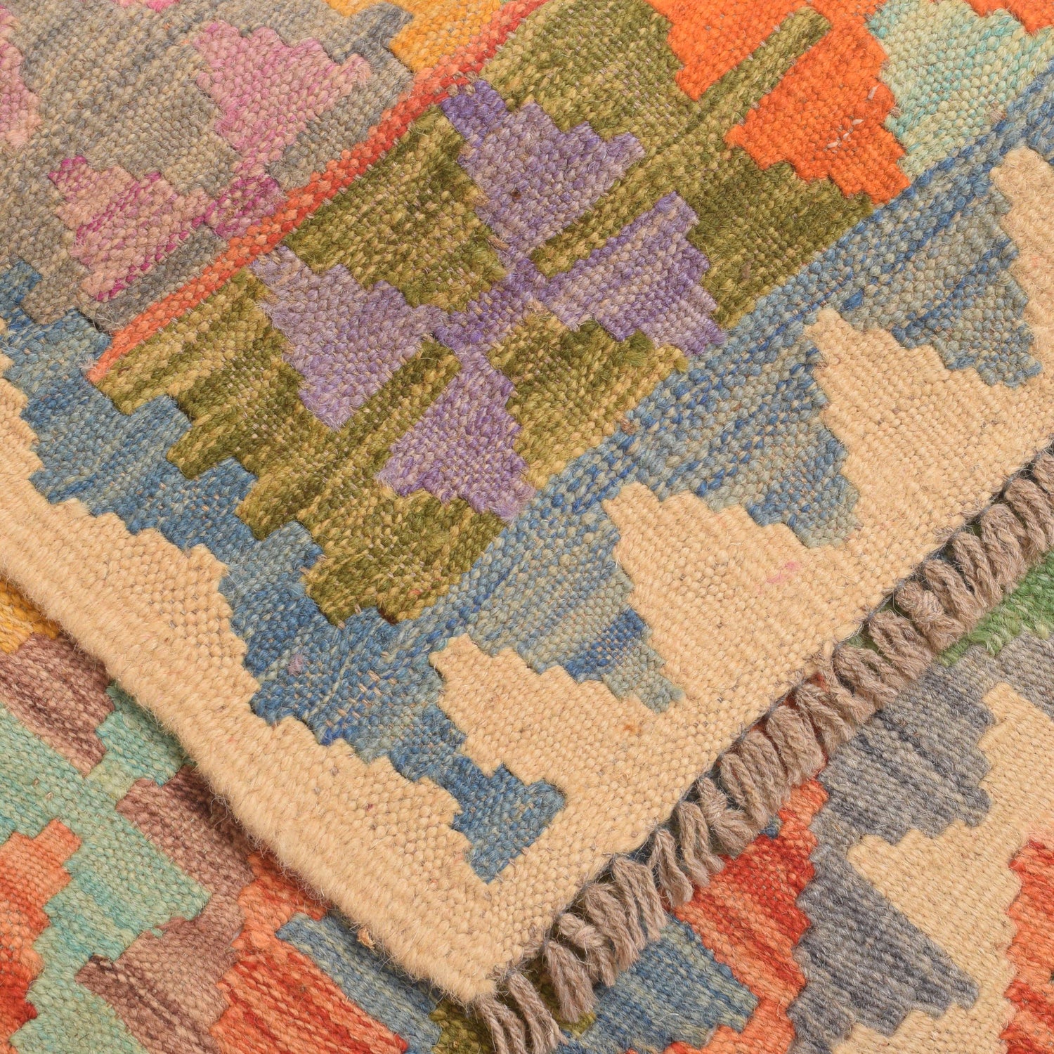 Handmade Multi Kilim Geometric 10' Runner