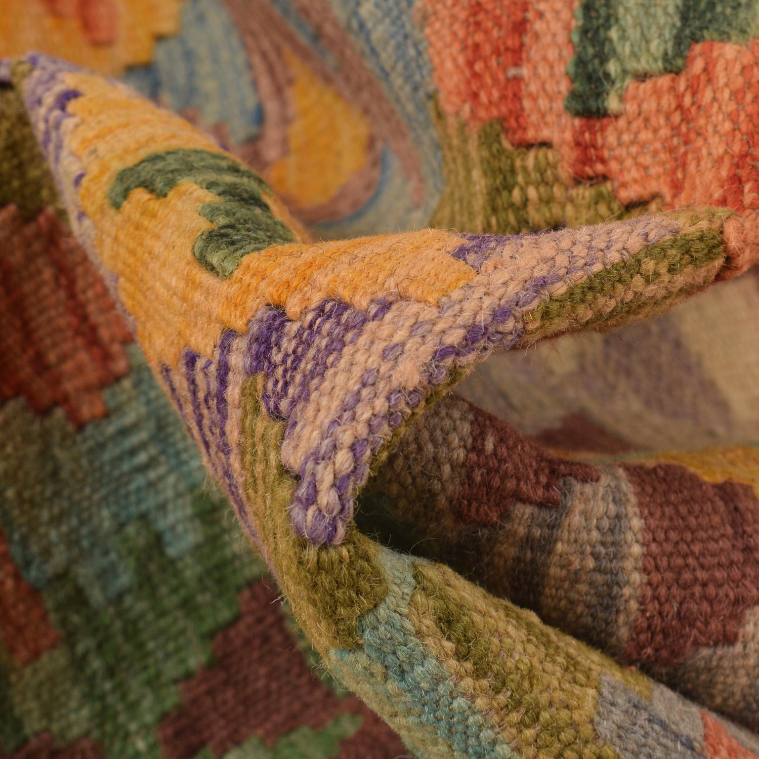 Handmade Multi Kilim Geometric 10' Runner