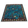 War Area Rug Handmade Blue Tank + Helicopter + Riffle 3x5 ft