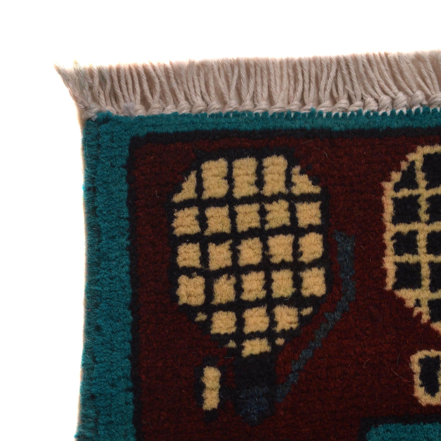 War Area Rug Handmade Blue Tank + Helicopter + Riffle 3x5 ft