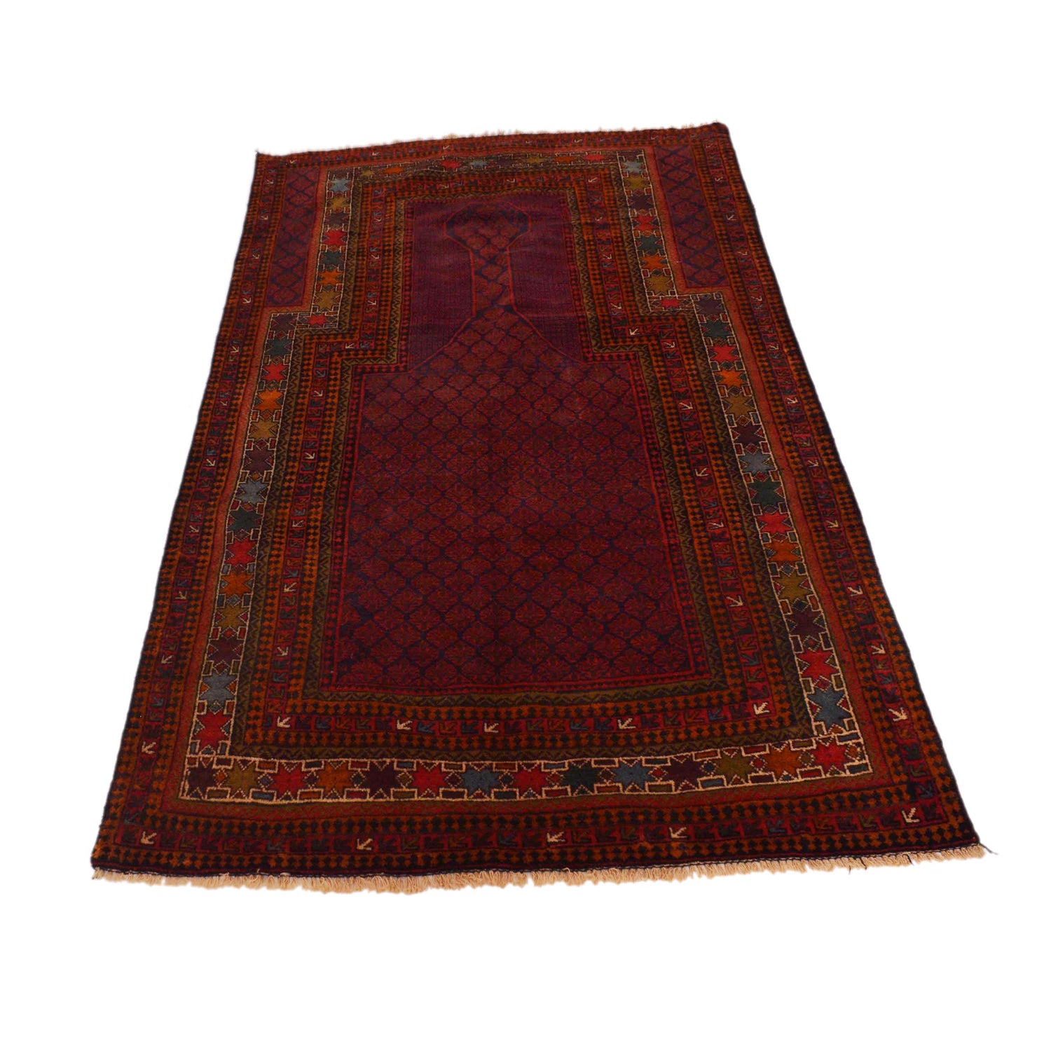 Baluchi Rug Handmade Red Prayer Design 3x5 ft
