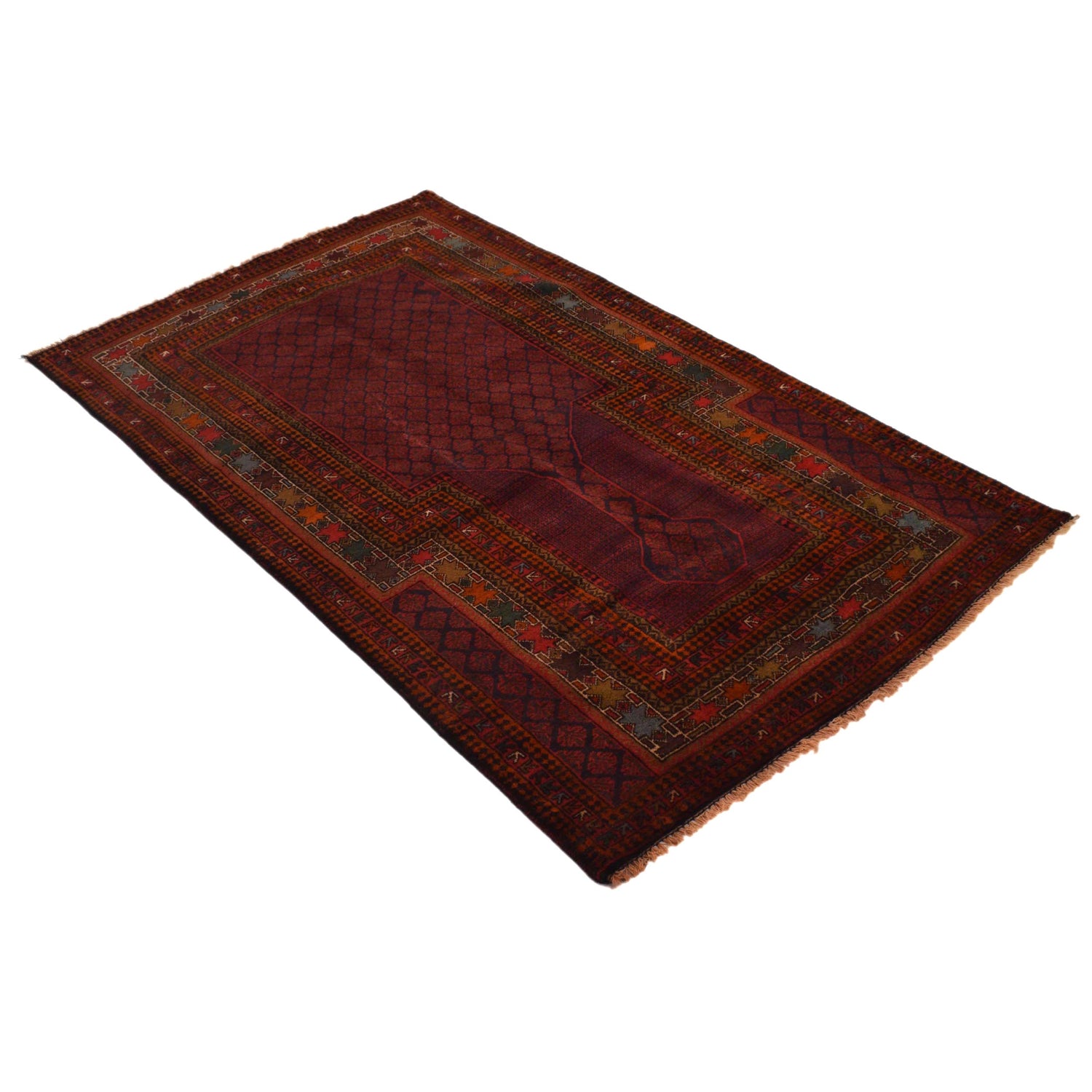 Baluchi Rug Handmade Red Prayer Design 3x5 ft