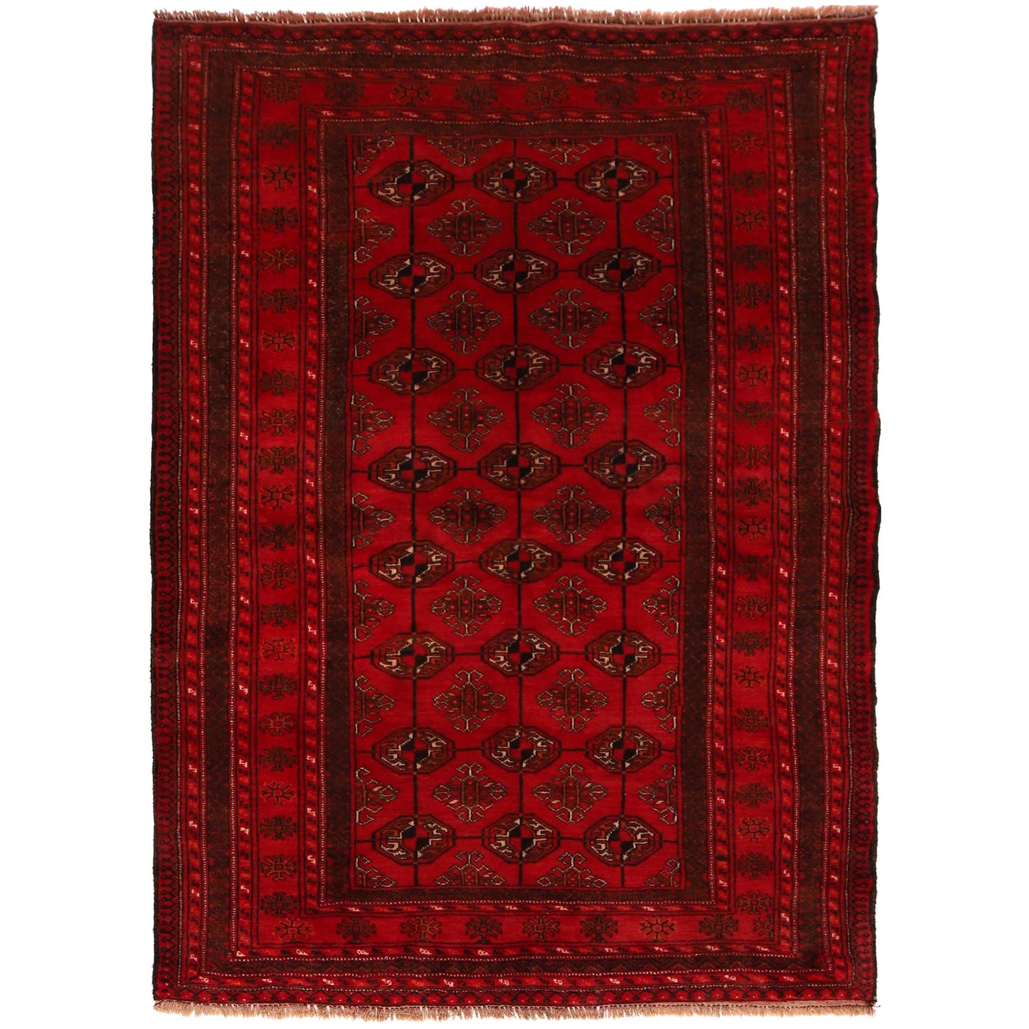 Bokhara Rug Handmade Red Medallion 4x6 ft