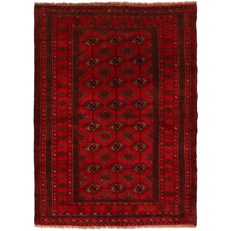 Bokhara Rug Handmade Red Medallion 4x6 ft