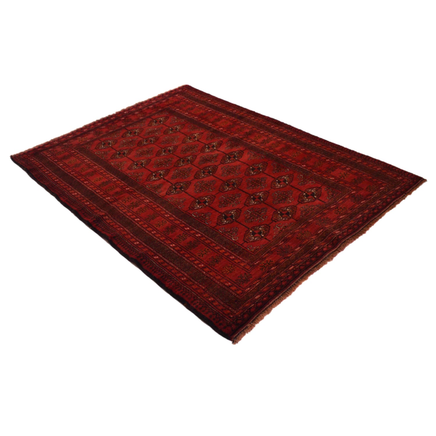 Bokhara Rug Handmade Red Medallion 4x6 ft