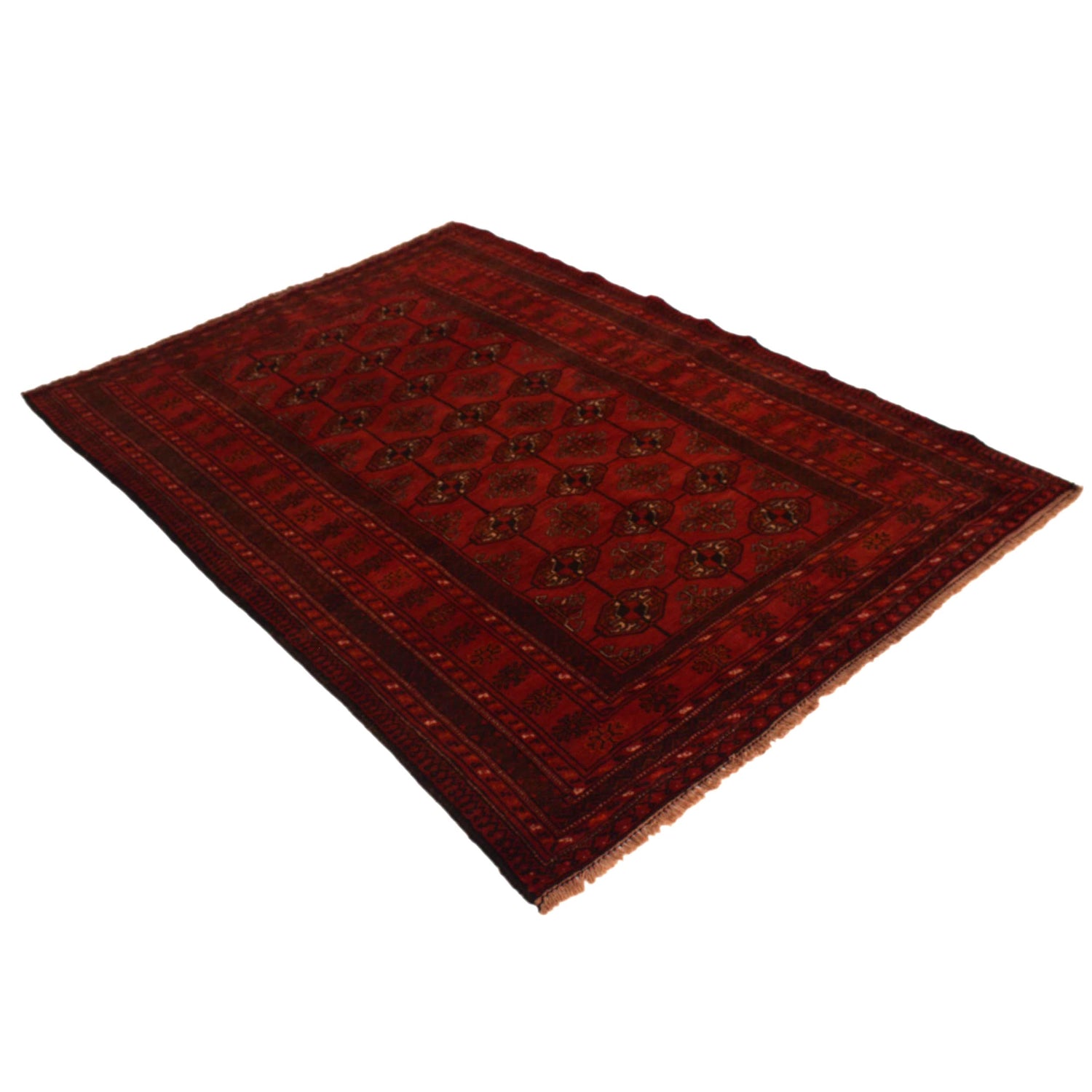 Bokhara Rug Handmade Red Medallion 4x6 ft