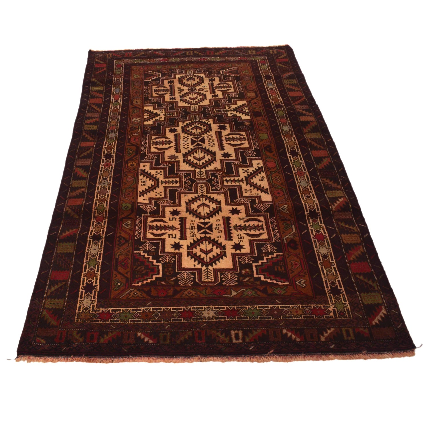 Baluchi Rug Handmade Multi Geometric 4x6 ft