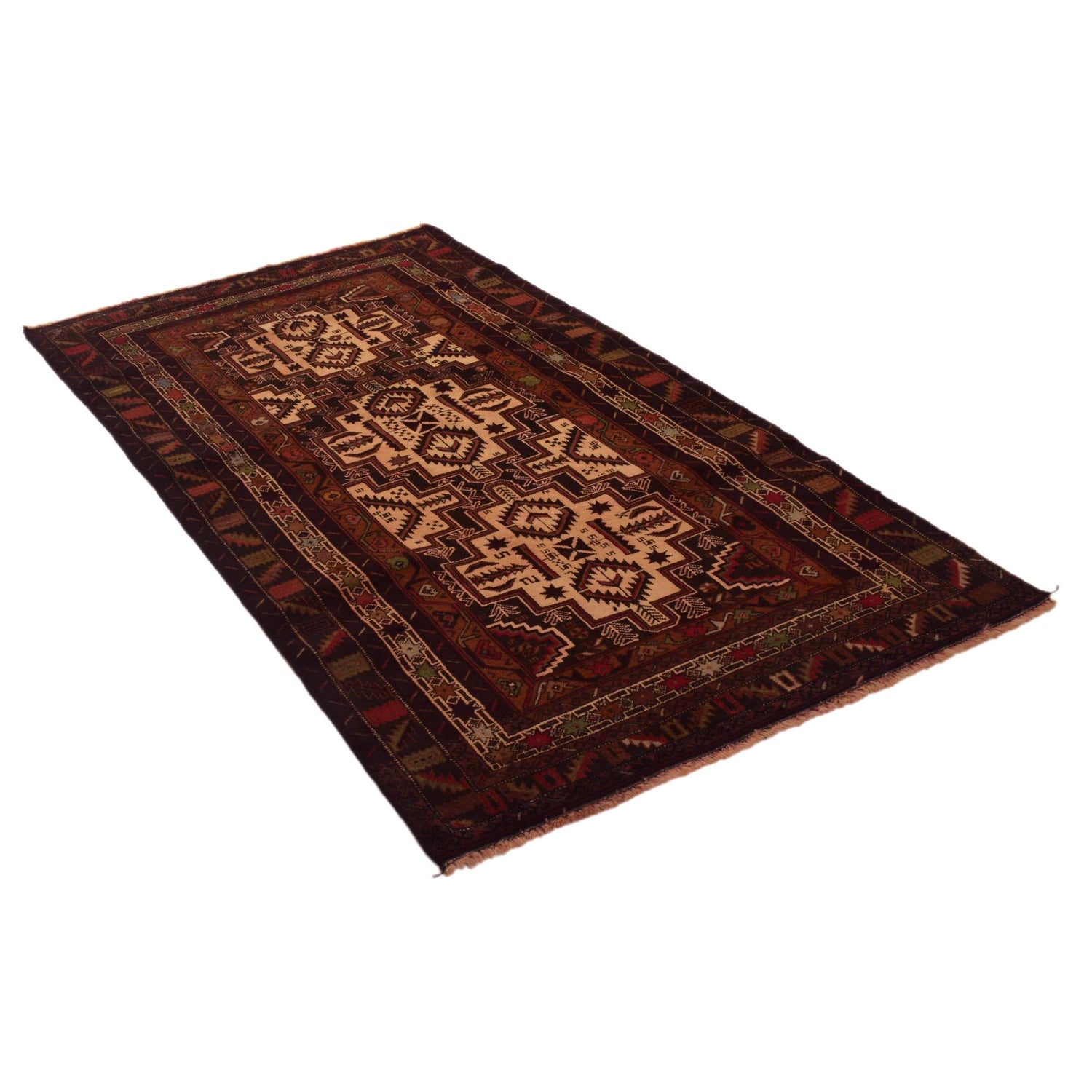 Baluchi Rug Handmade Multi Geometric 4x6 ft