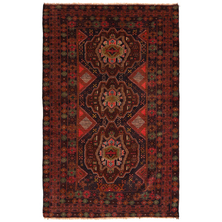 Baluchi Rug Handmade Multi Geometric 4x6 ft