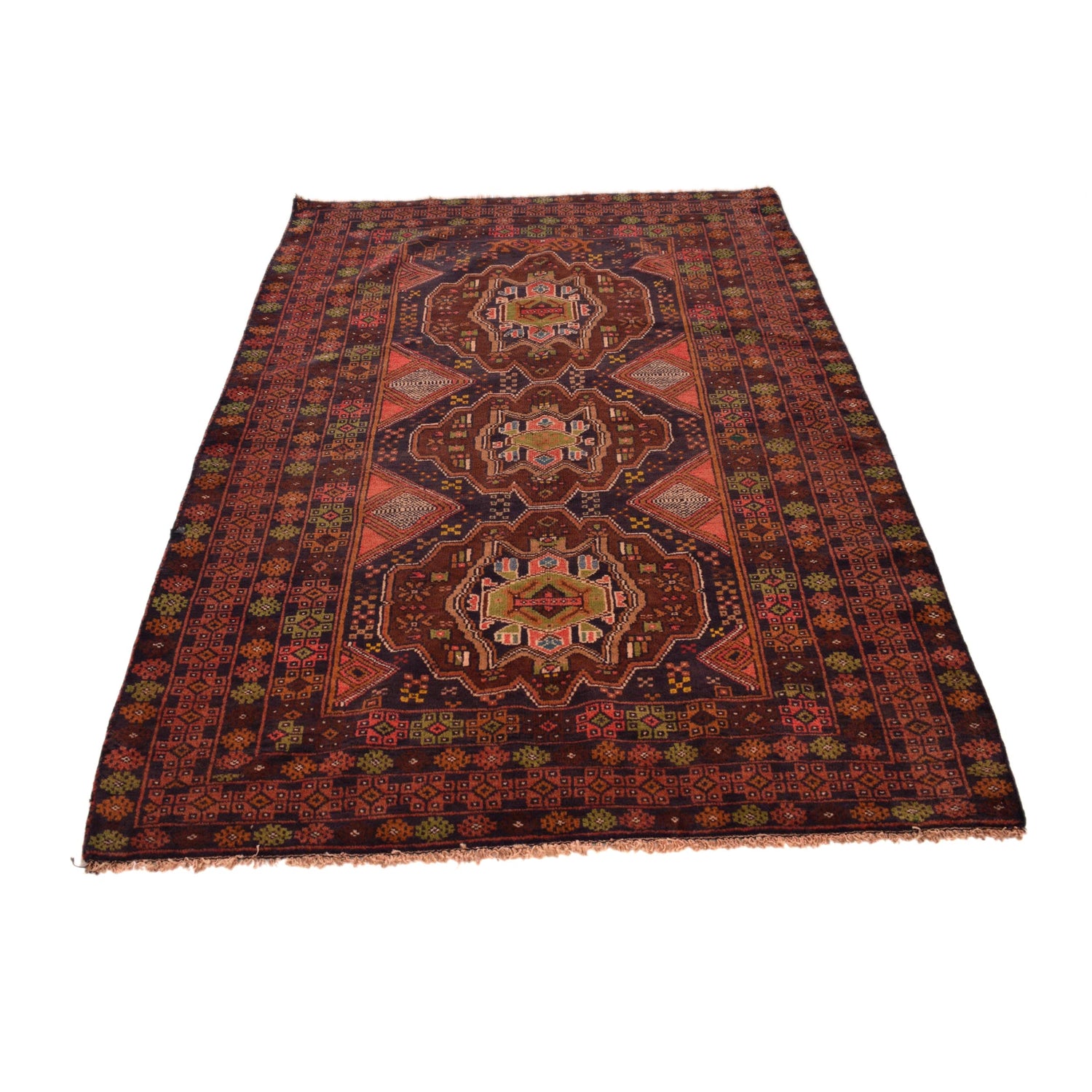 Baluchi Rug Handmade Multi Geometric 4x6 ft