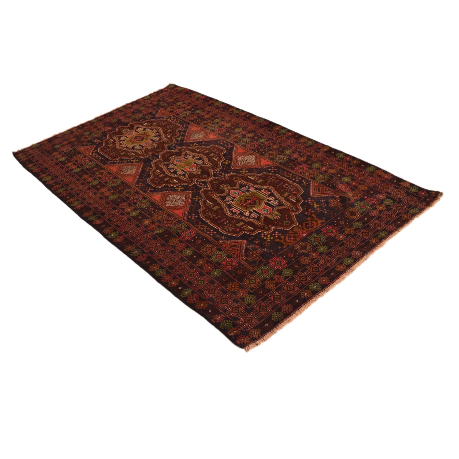 Baluchi Rug Handmade Multi Geometric 4x6 ft