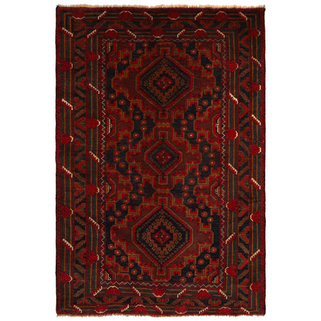 Baluchi Rug Handmade Multi Geometric 4x6 ft