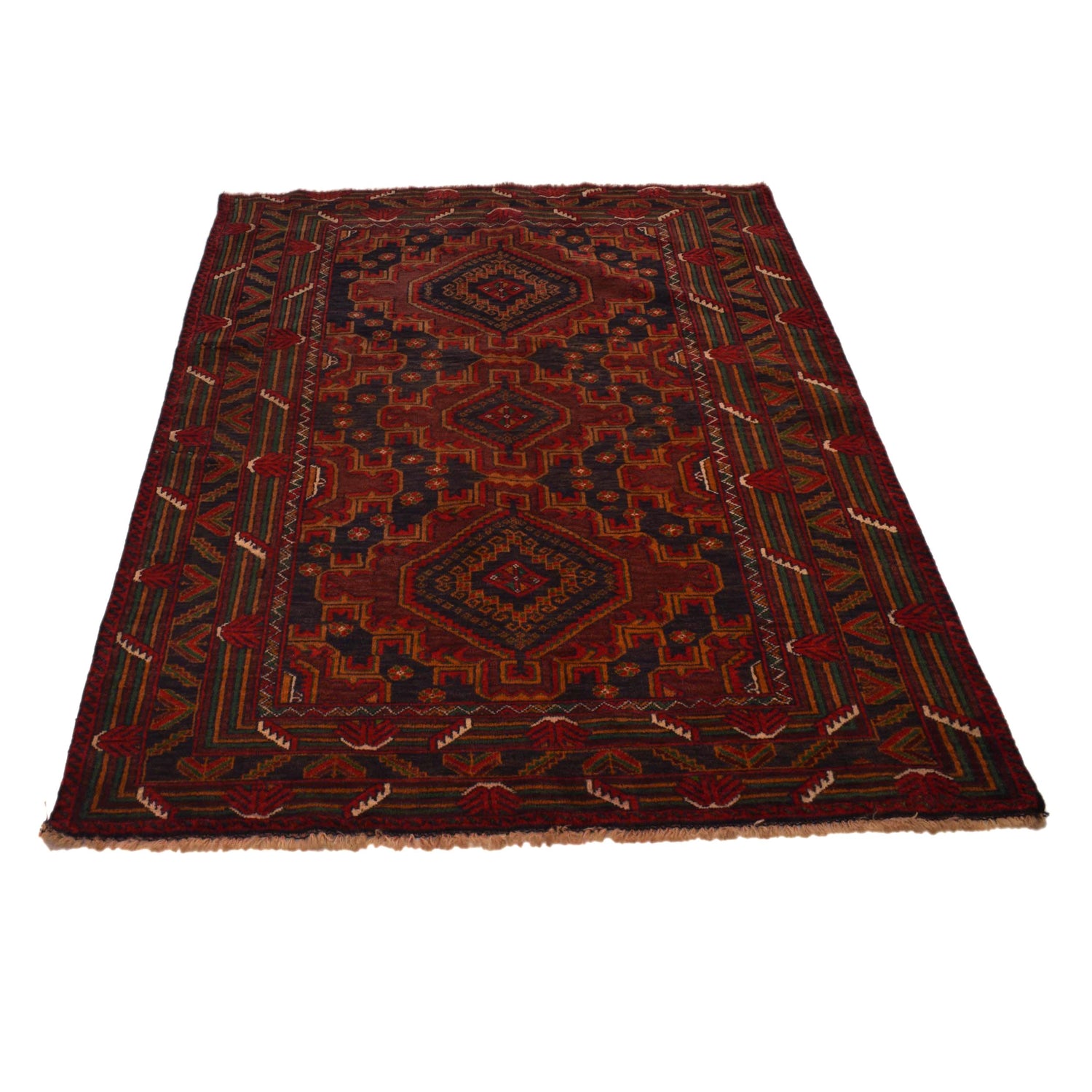 Baluchi Rug Handmade Multi Geometric 4x6 ft