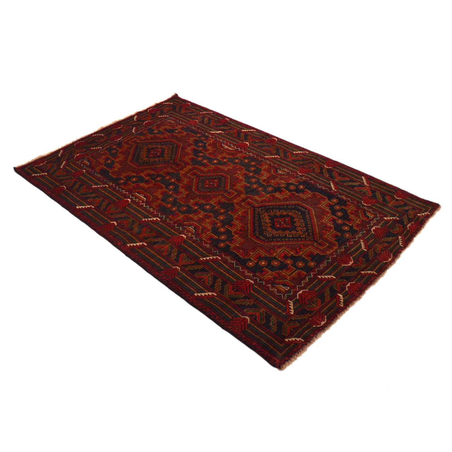 Baluchi Rug Handmade Multi Geometric 4x6 ft
