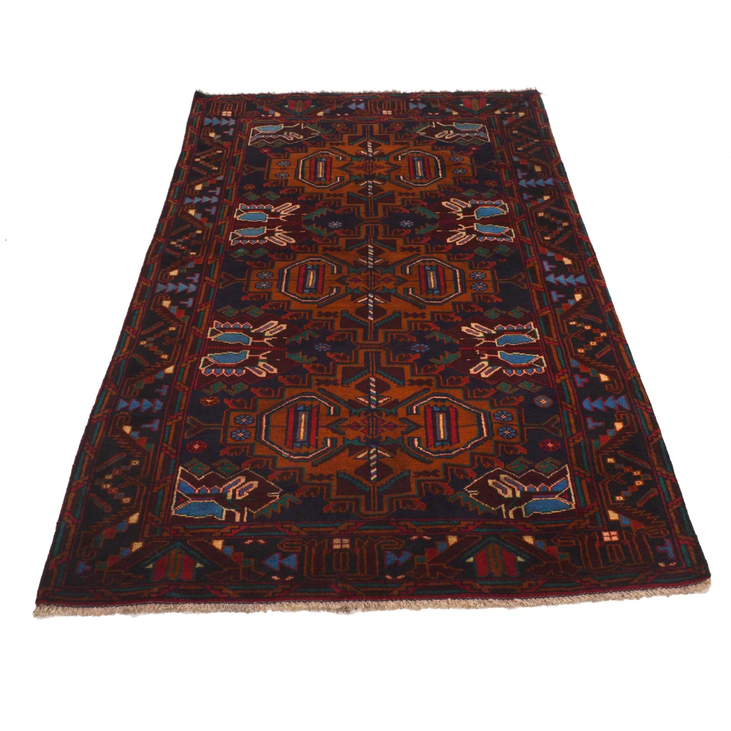 Baluchi Rug Handmade Multi Geometric 4x6 ft