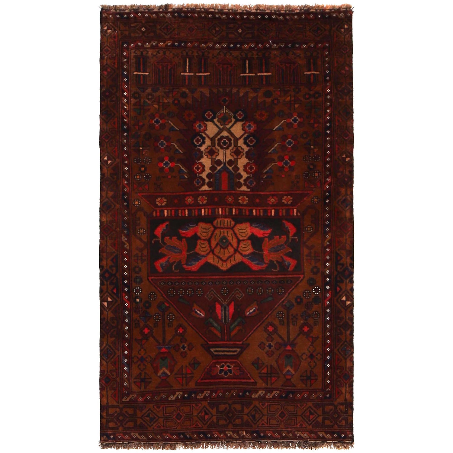 Baluchi Rug Handmade Multi Prayer Design 3x5 ft