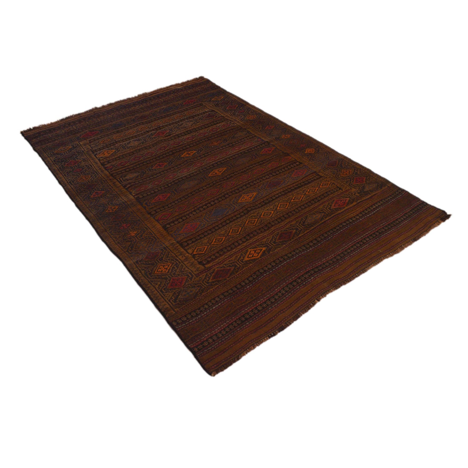 Laghari Kilim Area Rug Handmade Multi Geometric 4x6 ft