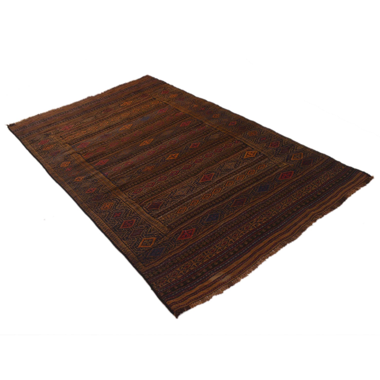 Laghari Kilim Area Rug Handmade Multi Geometric 4x6 ft