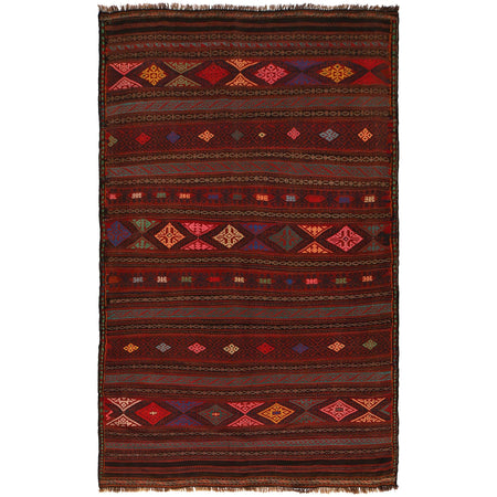 Laghari Kilim Area Rug Handmade Multi Geometric 5x8 ft