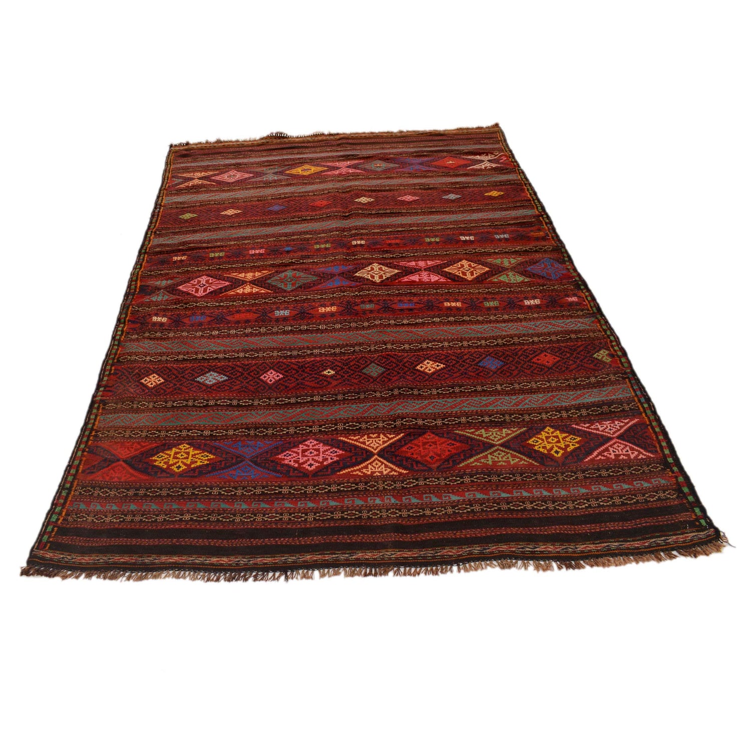 Laghari Kilim Area Rug Handmade Multi Geometric 5x8 ft