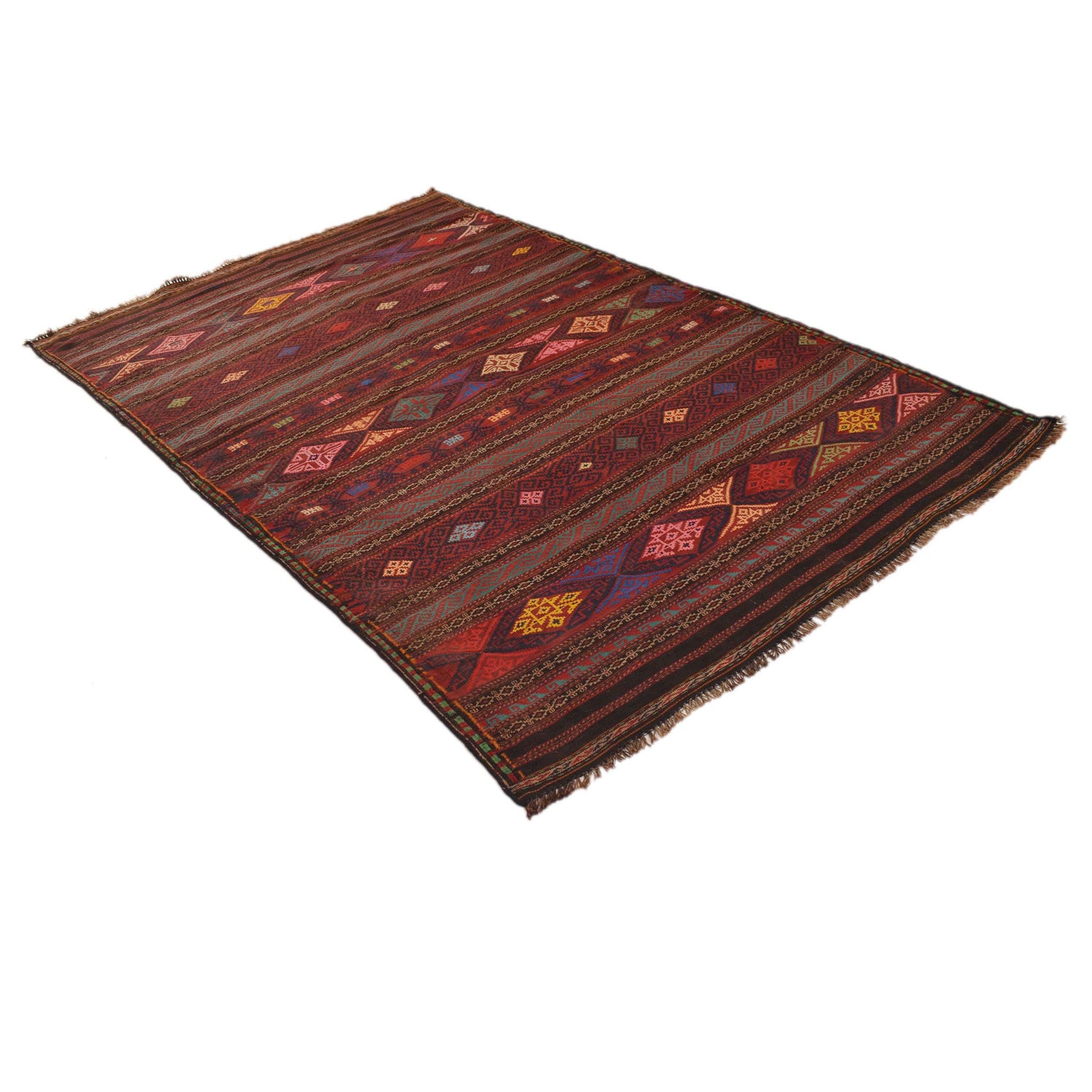 Laghari Kilim Area Rug Handmade Multi Geometric 5x8 ft