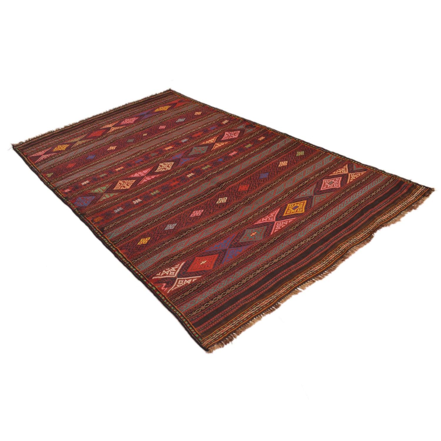 Laghari Kilim Area Rug Handmade Multi Geometric 5x8 ft