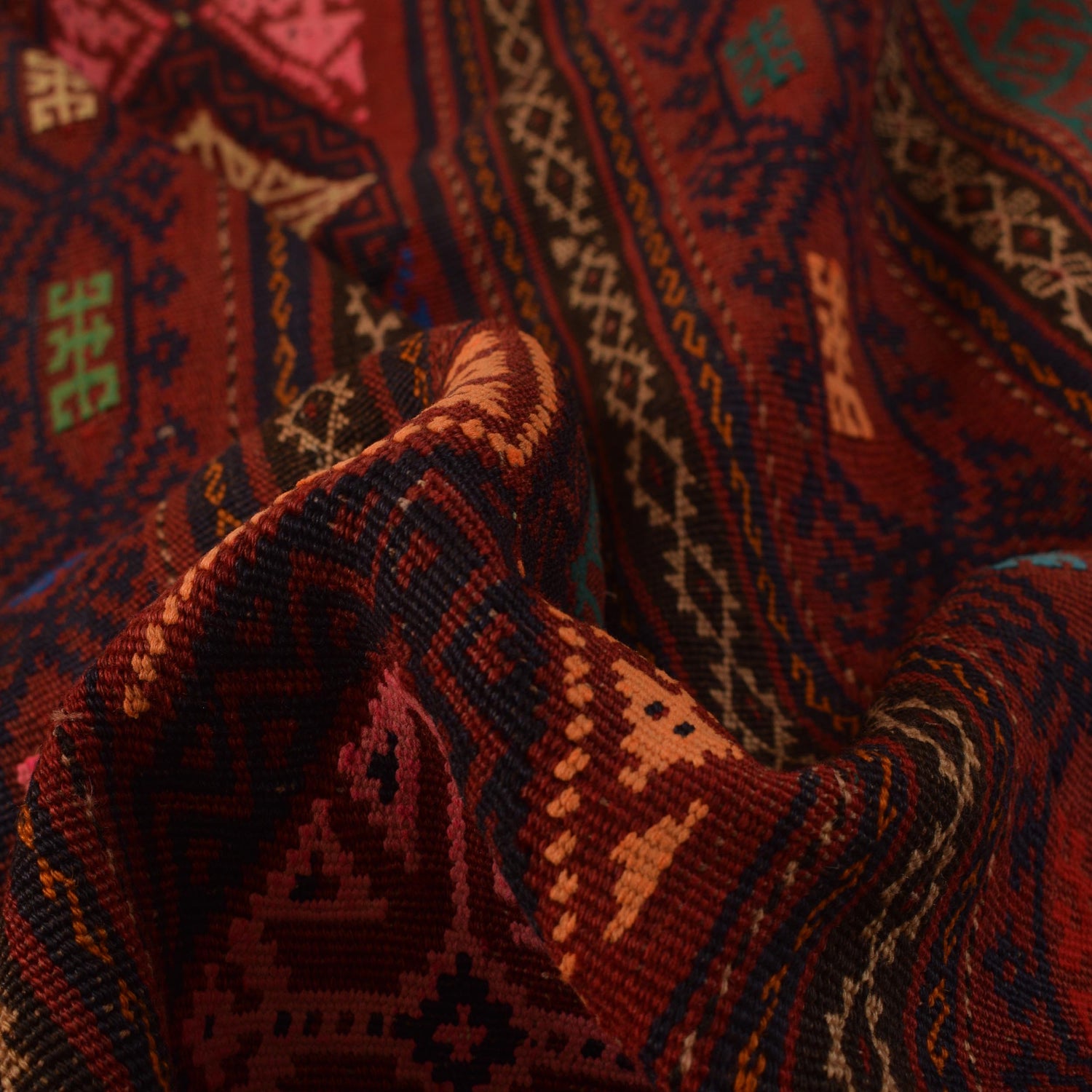Laghari Kilim Area Rug Handmade Multi Geometric 5x8 ft