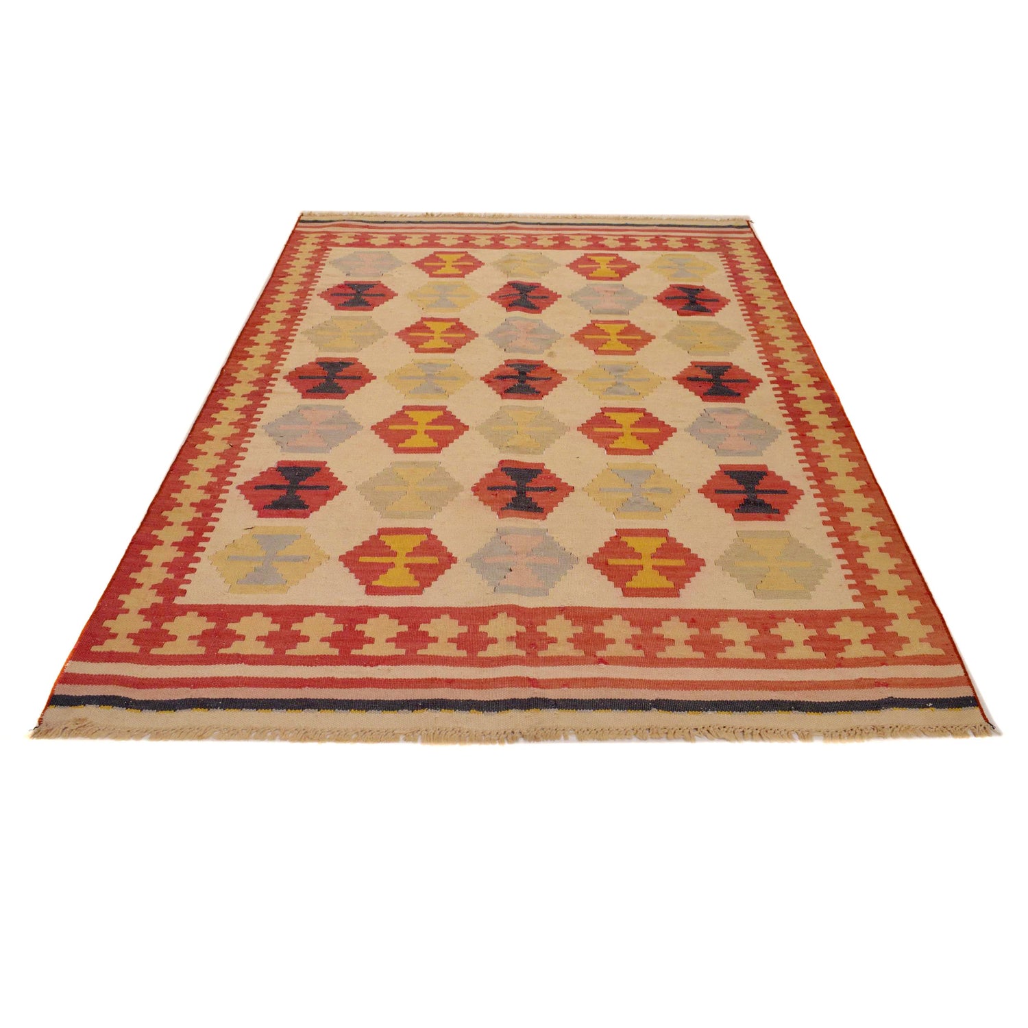 Maimana Kilim Area Rug Handmade Multi Floral 5x8 ft