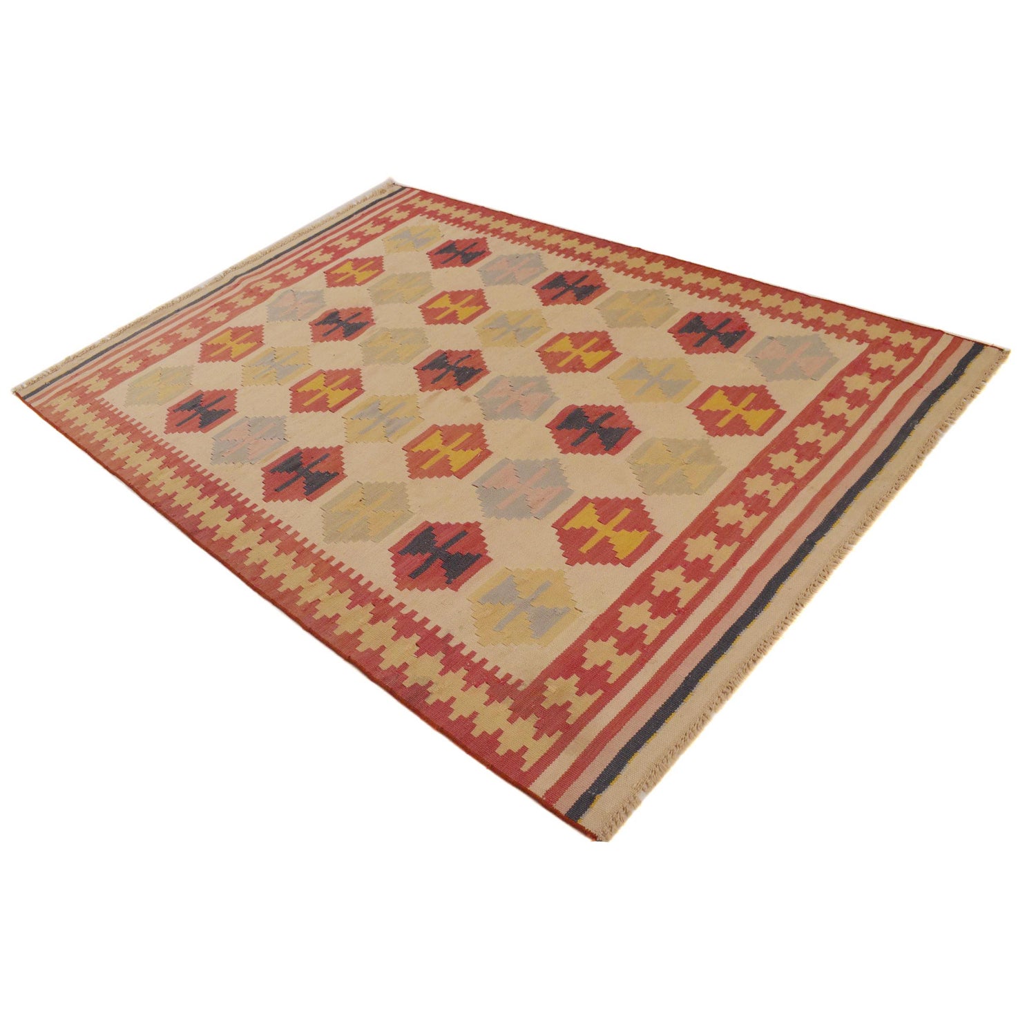 Maimana Kilim Area Rug Handmade Multi Floral 5x8 ft