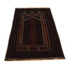 Baluchi Rug Handmade Black Prayer Design 3x5 ft