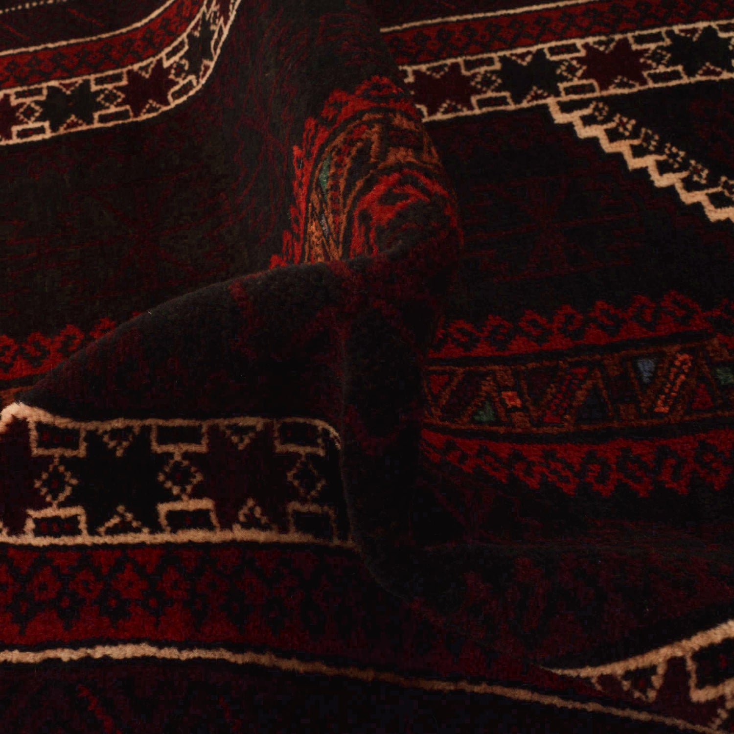 Baluchi Rug Handmade Black Prayer Design 3x5 ft