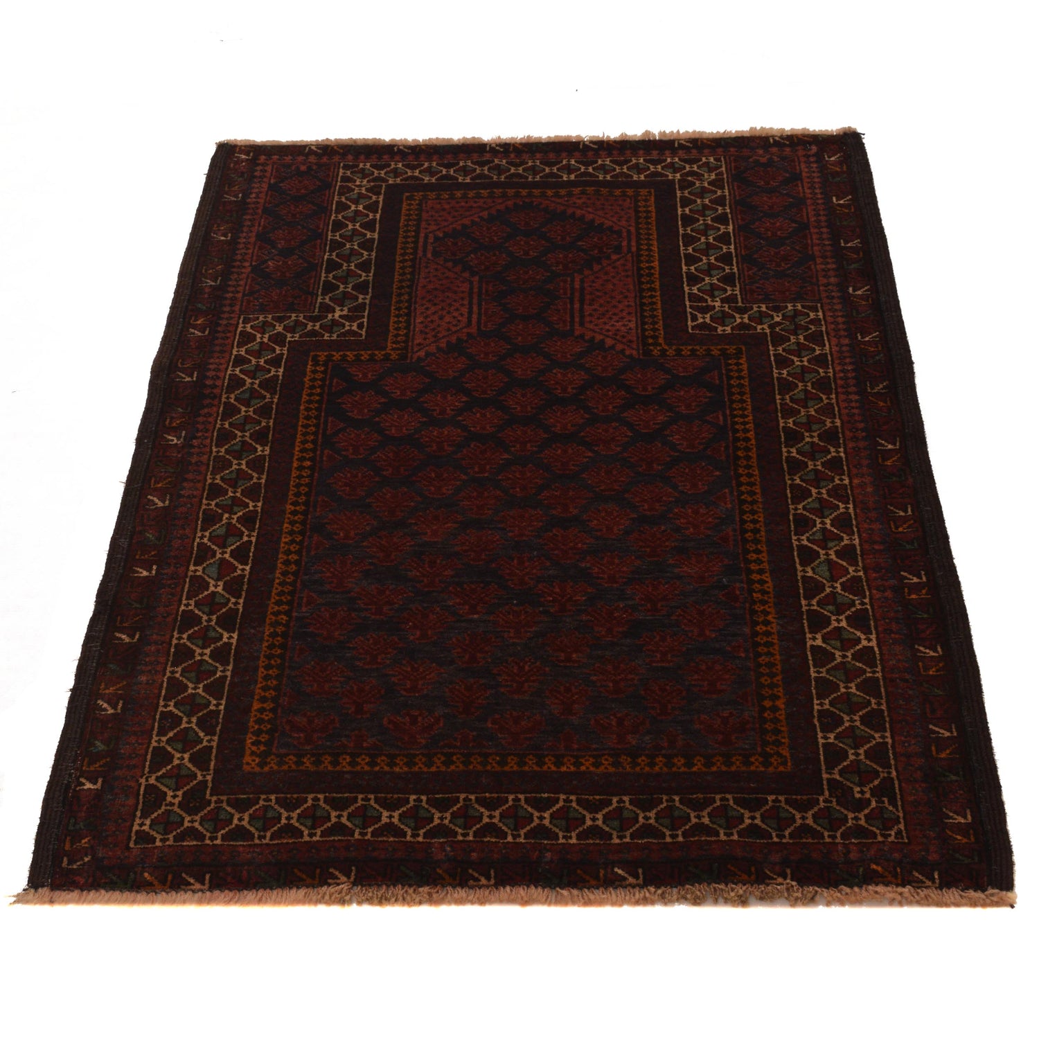 Baluchi Rug Handmade Red Prayer Design 2x4 ft