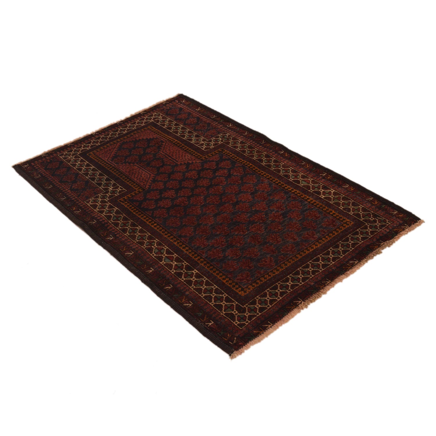 Baluchi Rug Handmade Red Prayer Design 2x4 ft