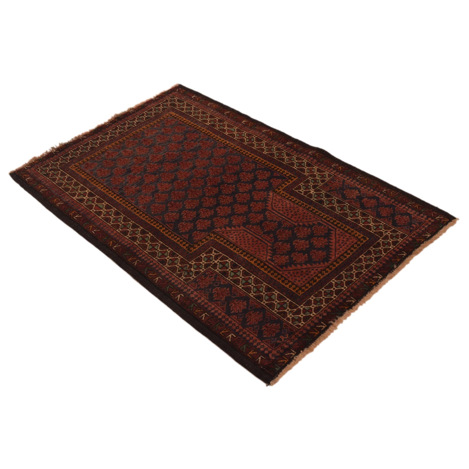 Baluchi Rug Handmade Red Prayer Design 2x4 ft