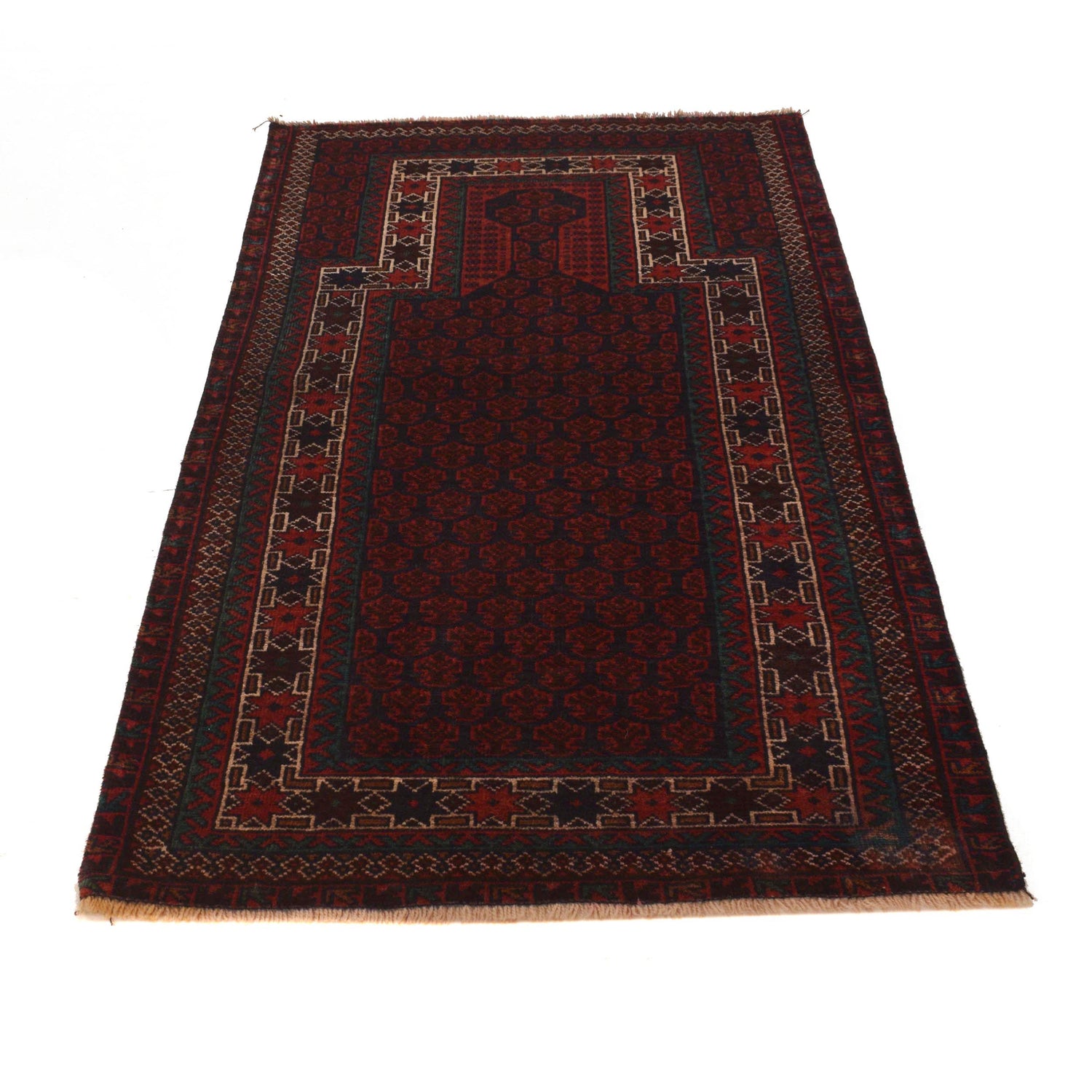 Baluchi Rug Handmade Red Prayer Design 3x5 ft