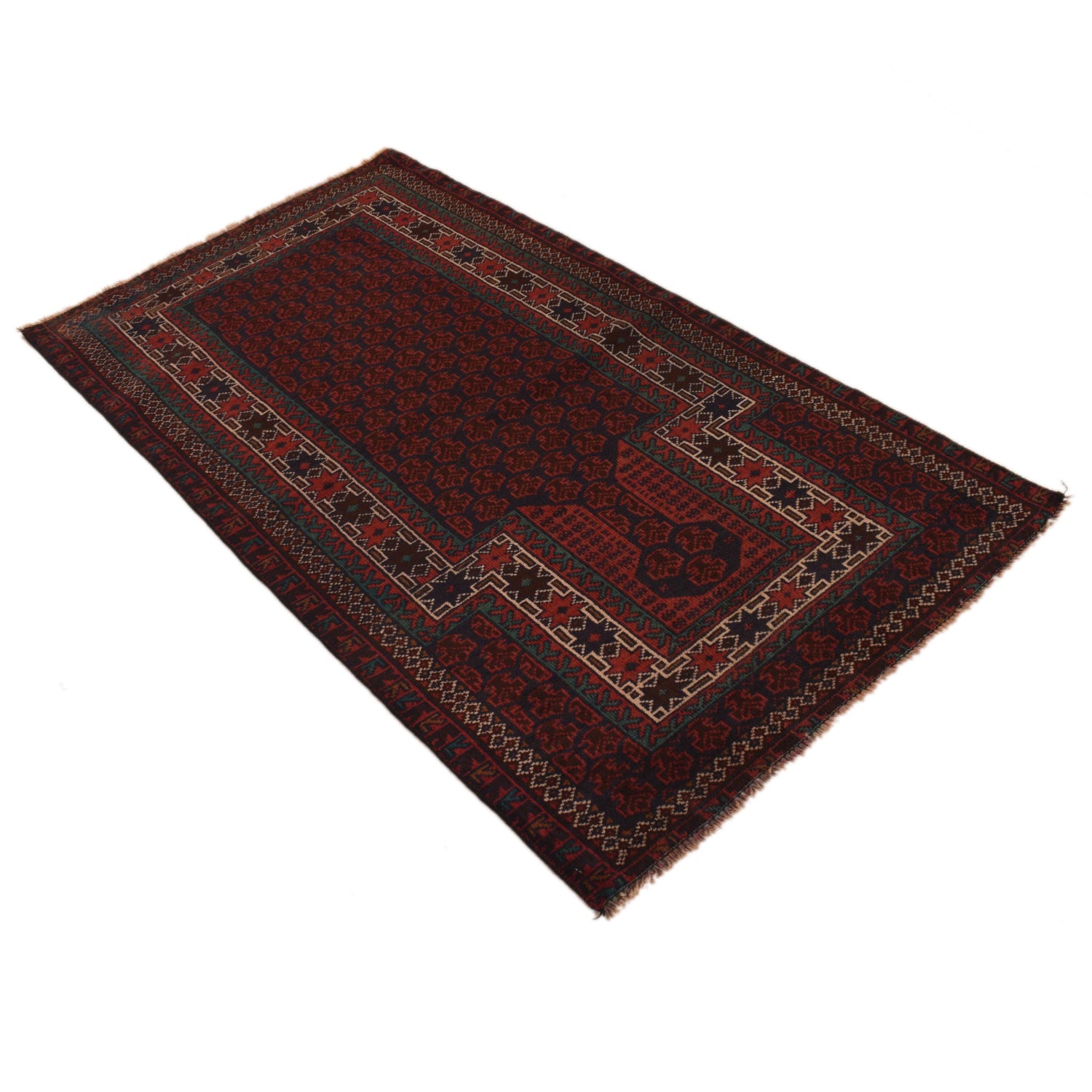 Baluchi Rug Handmade Red Prayer Design 3x5 ft