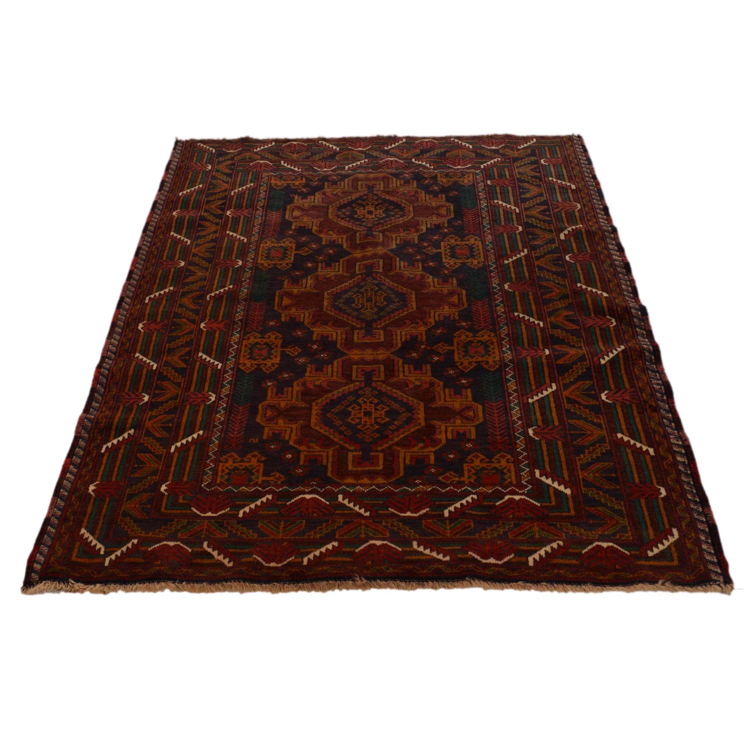 Baluchi Rug Handmade Multi Geometric 4x6 ft