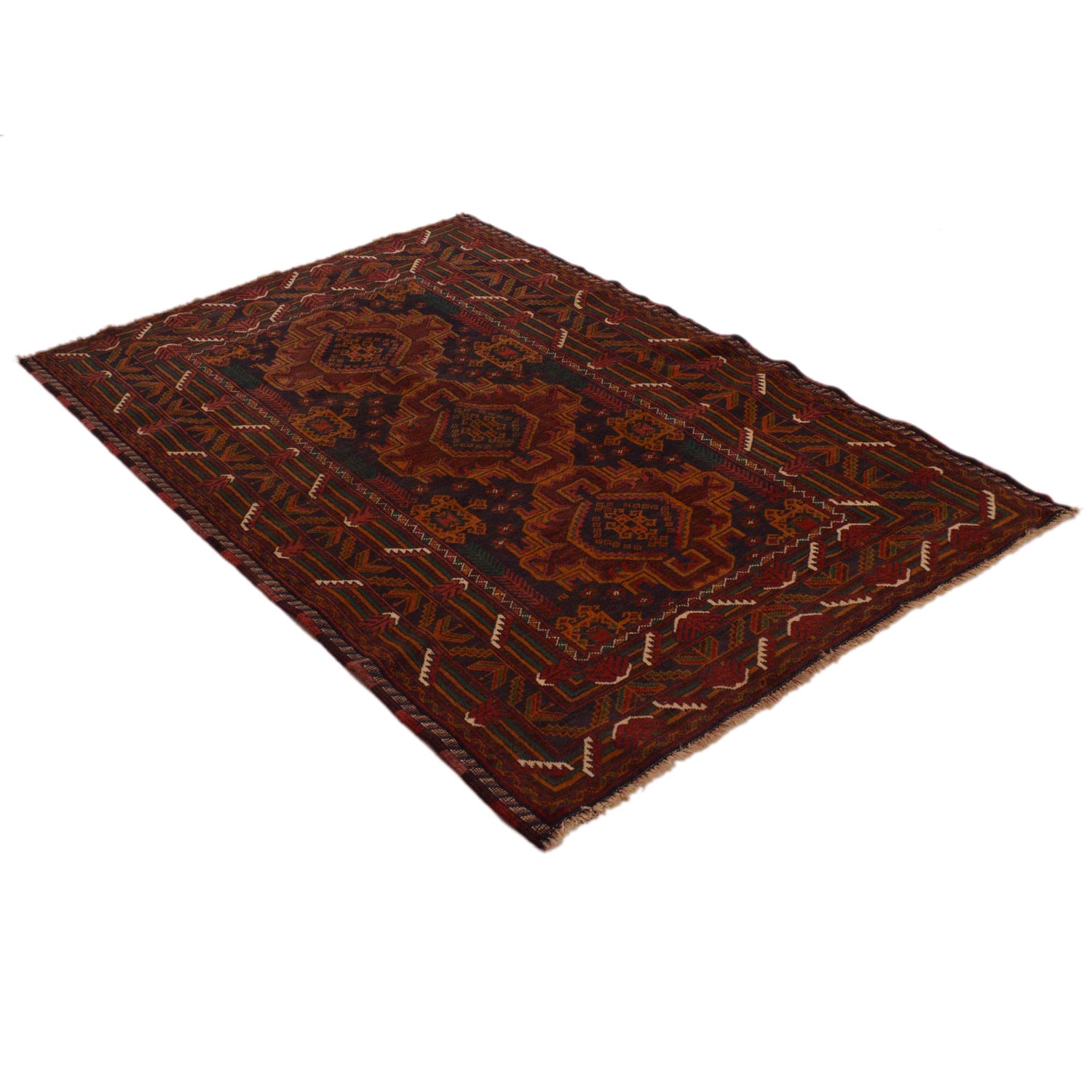 Baluchi Rug Handmade Multi Geometric 4x6 ft