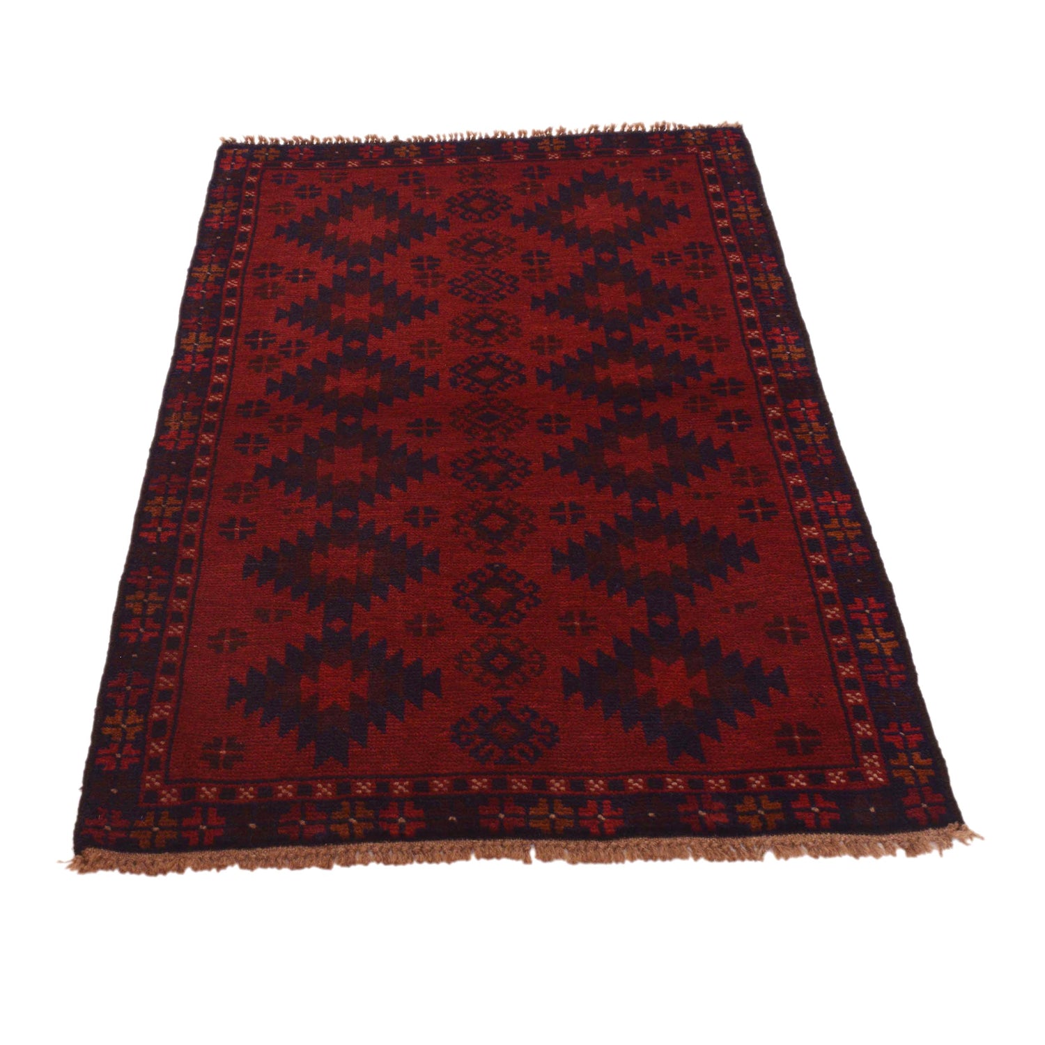 Baluchi Rug Handmade Red Geometric 3x5 ft
