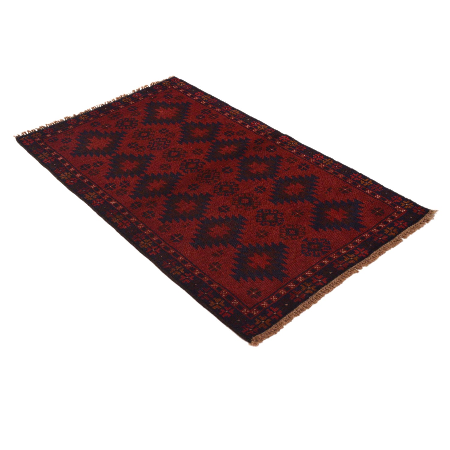 Baluchi Rug Handmade Red Geometric 3x5 ft