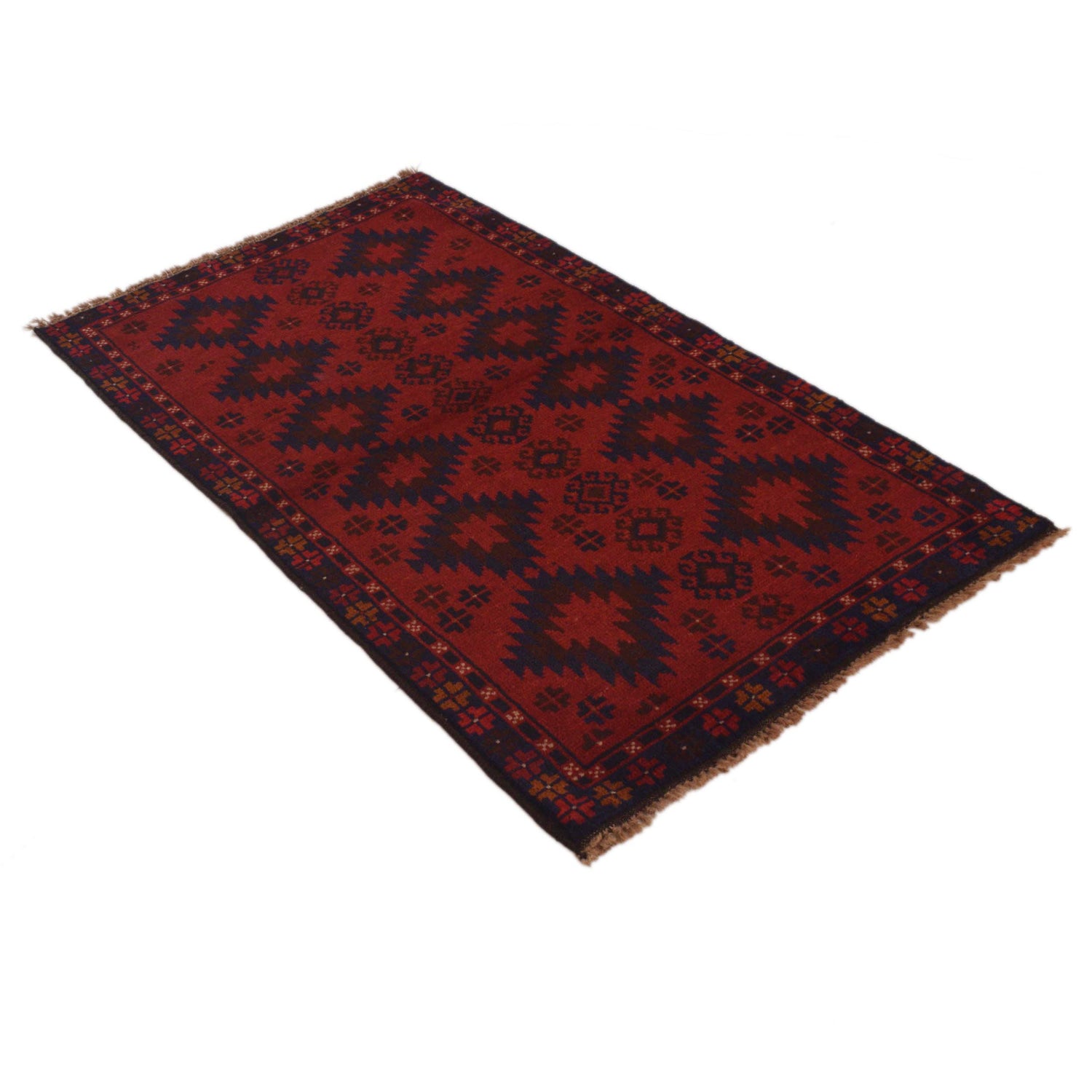 Baluchi Rug Handmade Red Geometric 3x5 ft