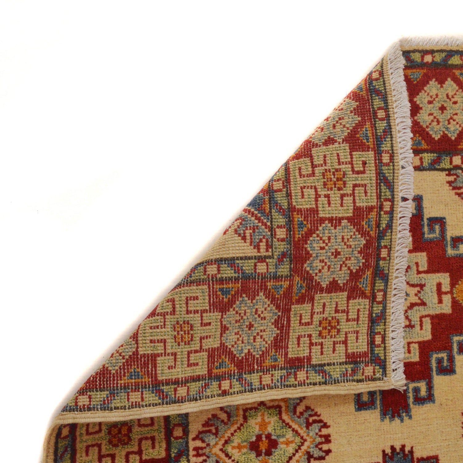 Kazak Rug Handmade Beige Medallion 2x4 ft