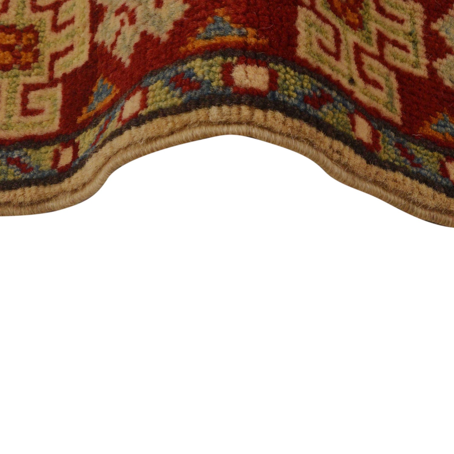 Kazak Rug Handmade Beige Medallion 2x4 ft