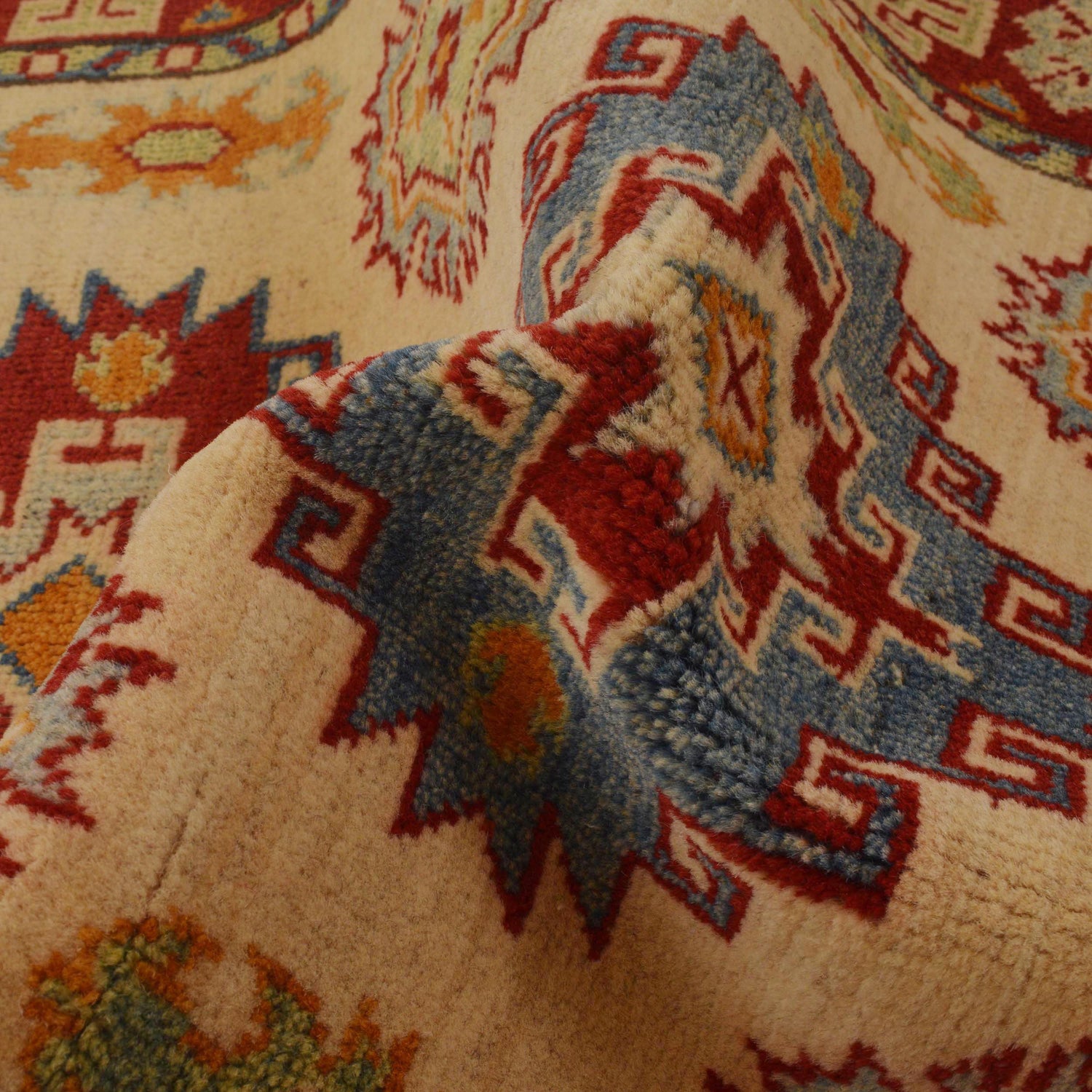 Kazak Rug Handmade Beige Medallion 2x4 ft