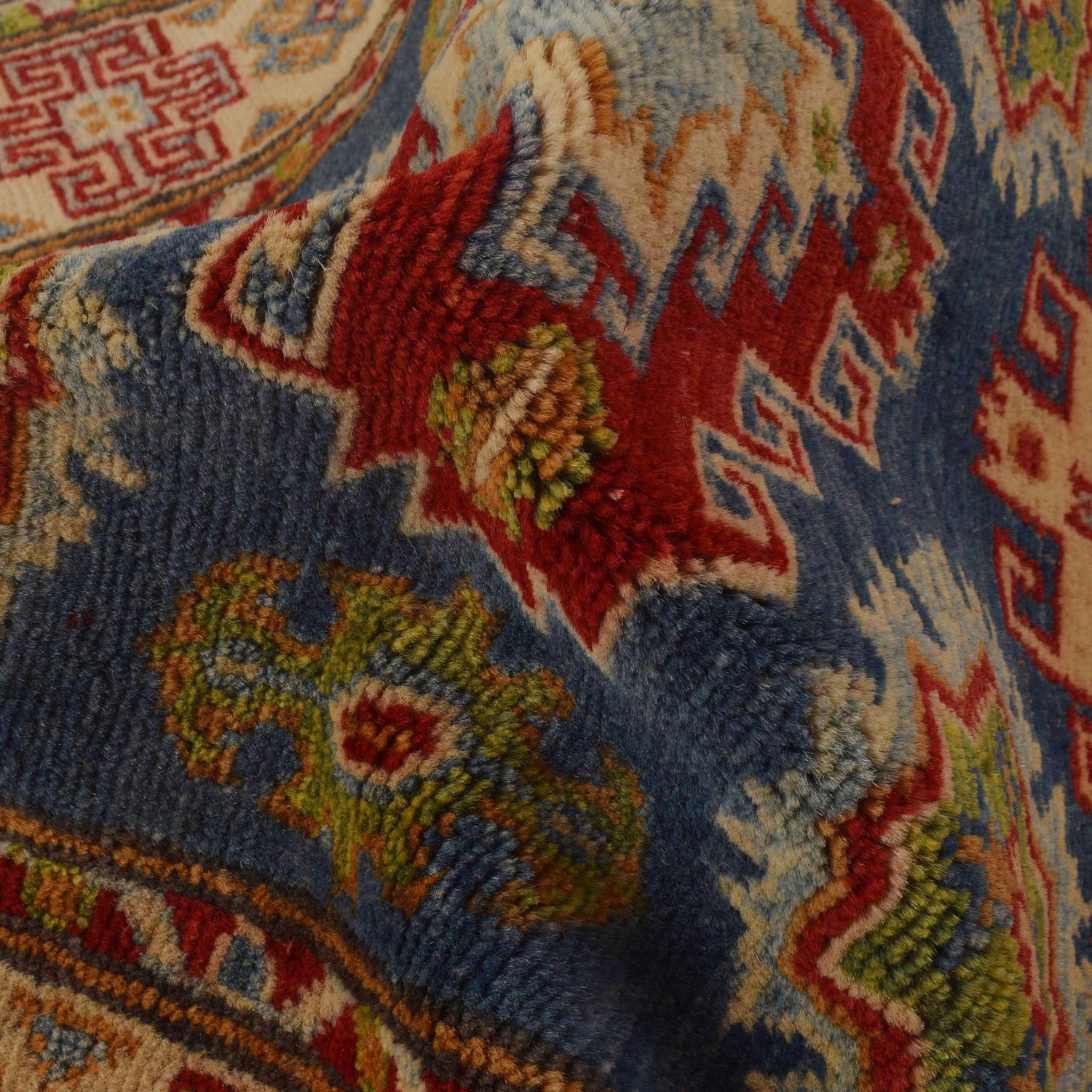Kazak Rug Handmade Blue Medallion 3x5 ft
