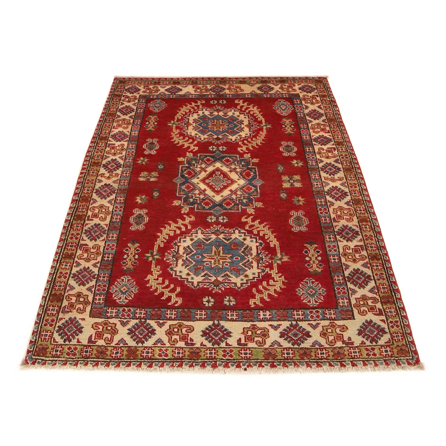 Kazak Rug Handmade Red Medallion 3x5 ft