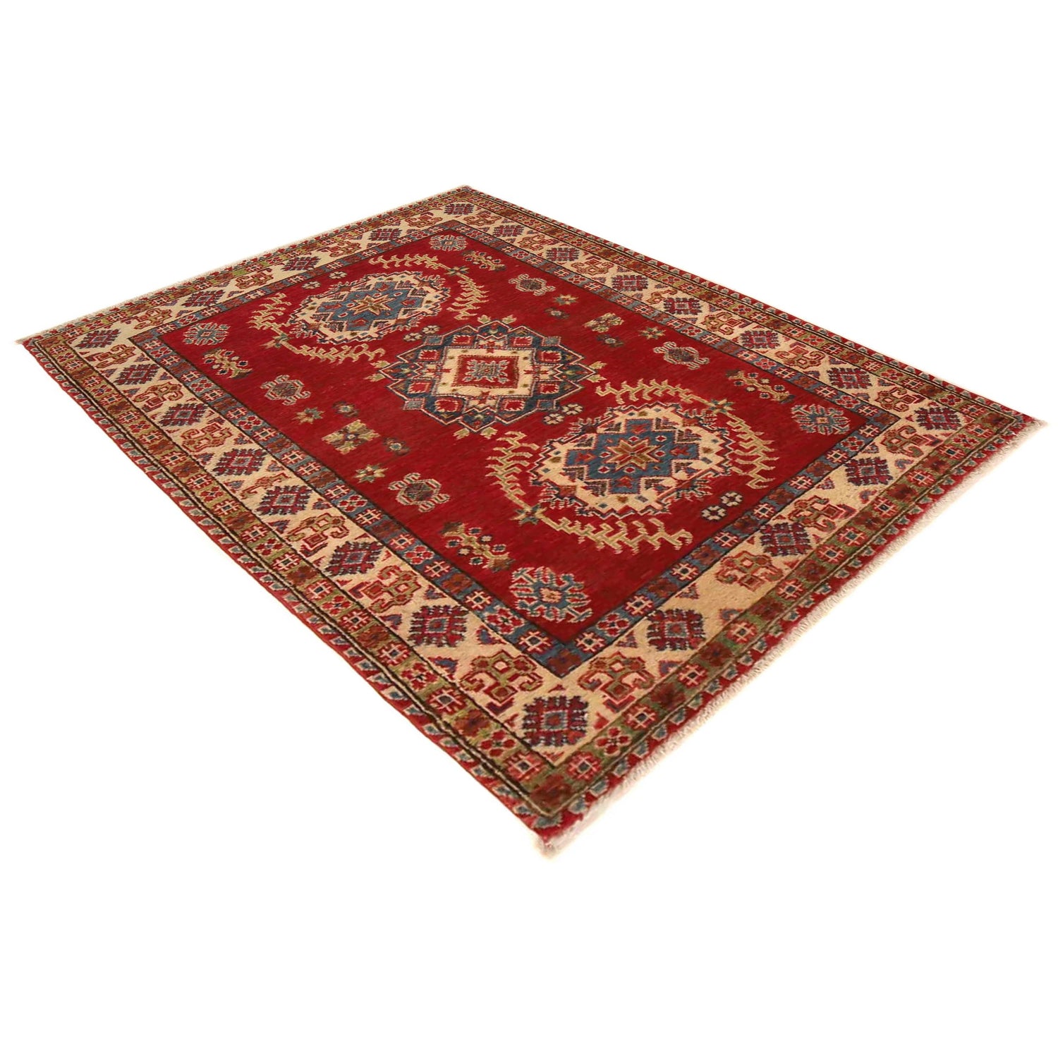 Kazak Rug Handmade Red Medallion 3x5 ft