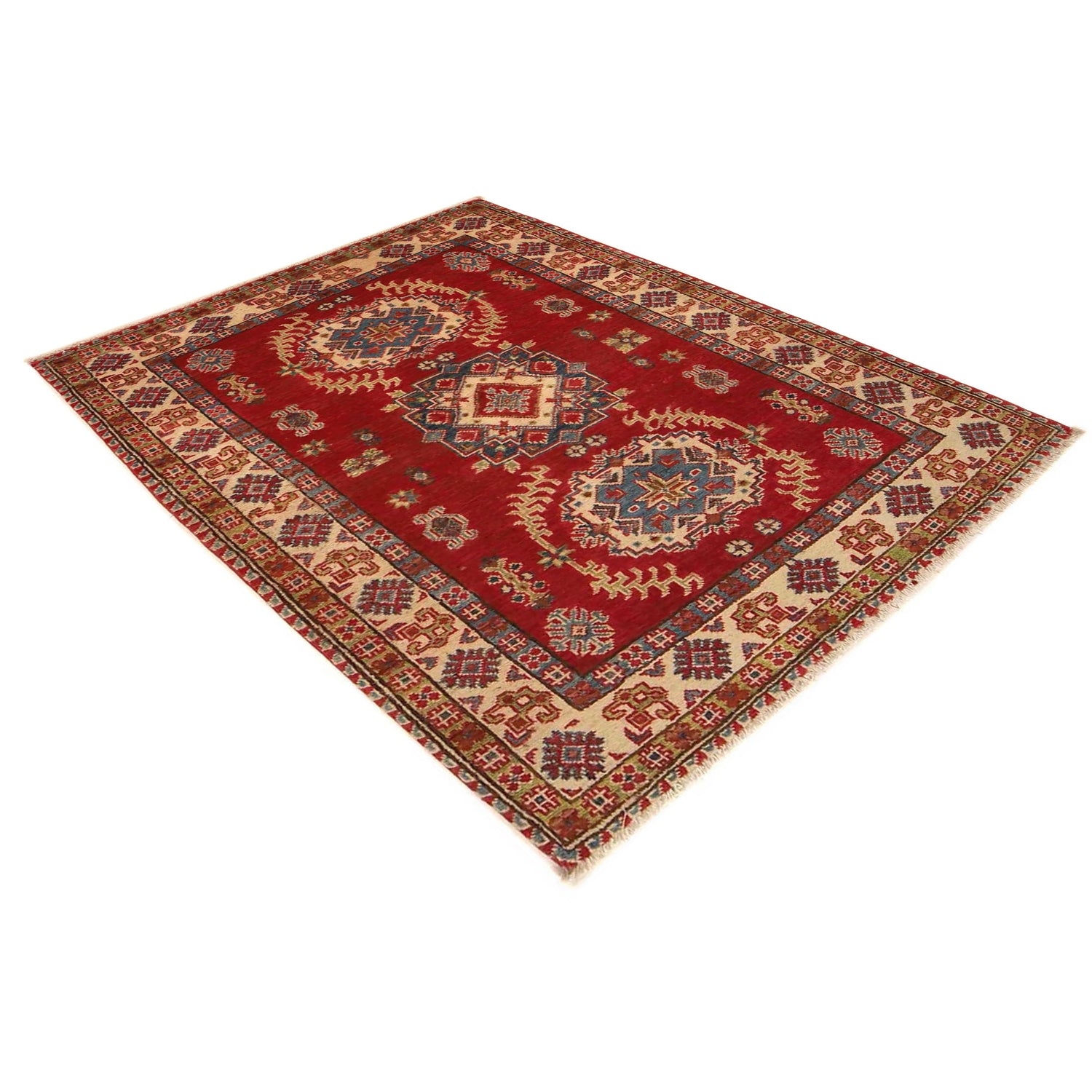 Kazak Rug Handmade Red Medallion 3x5 ft